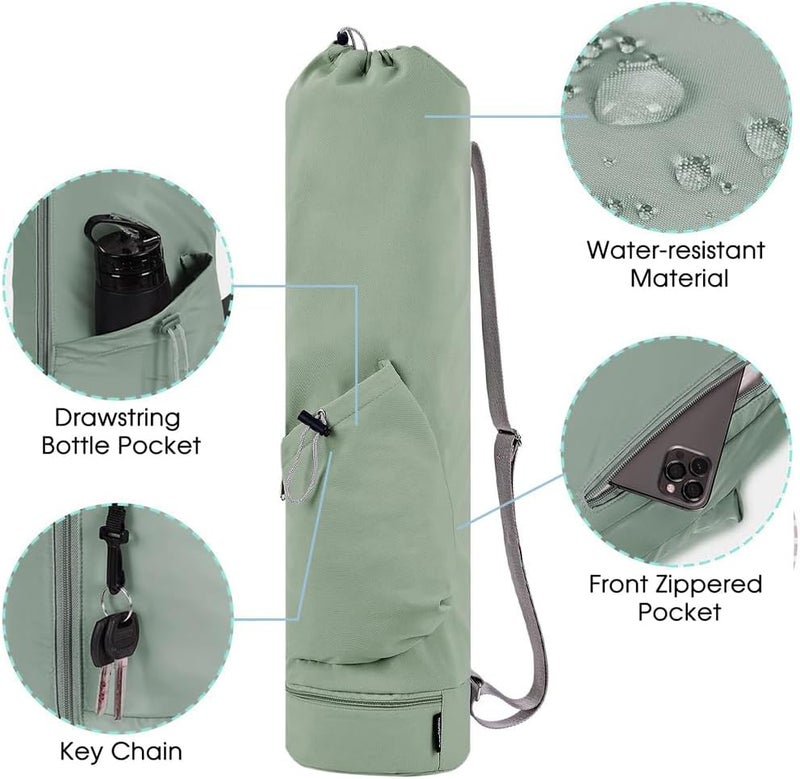 PUXING Yoga Mat Bag Yoga Mat Carrier Bag with Water Bottle Pocket and Bottom Wet Pocket Waterproof Yoga Mat Carry Bag Multi-Functional Storage Bag for Women Men - Image 4